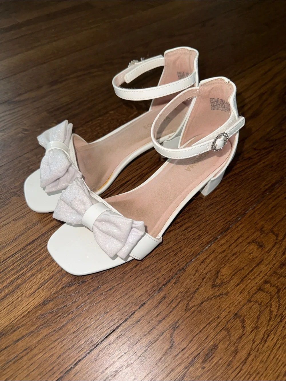 Sonoma Girls White Bow Ankle-Strap Dress Sandals